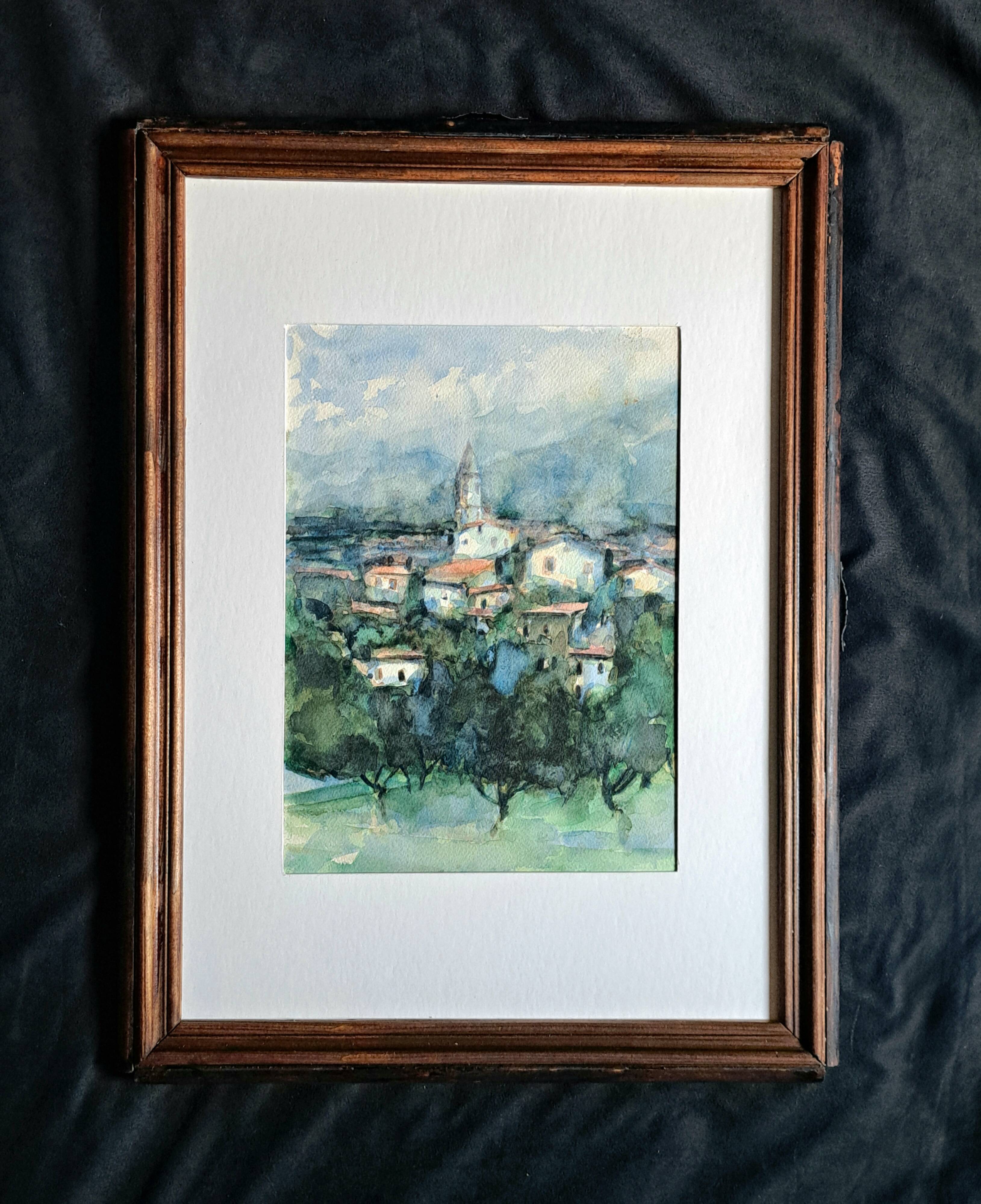 Double-sided Impressionist painting: watercolour + signed gouache