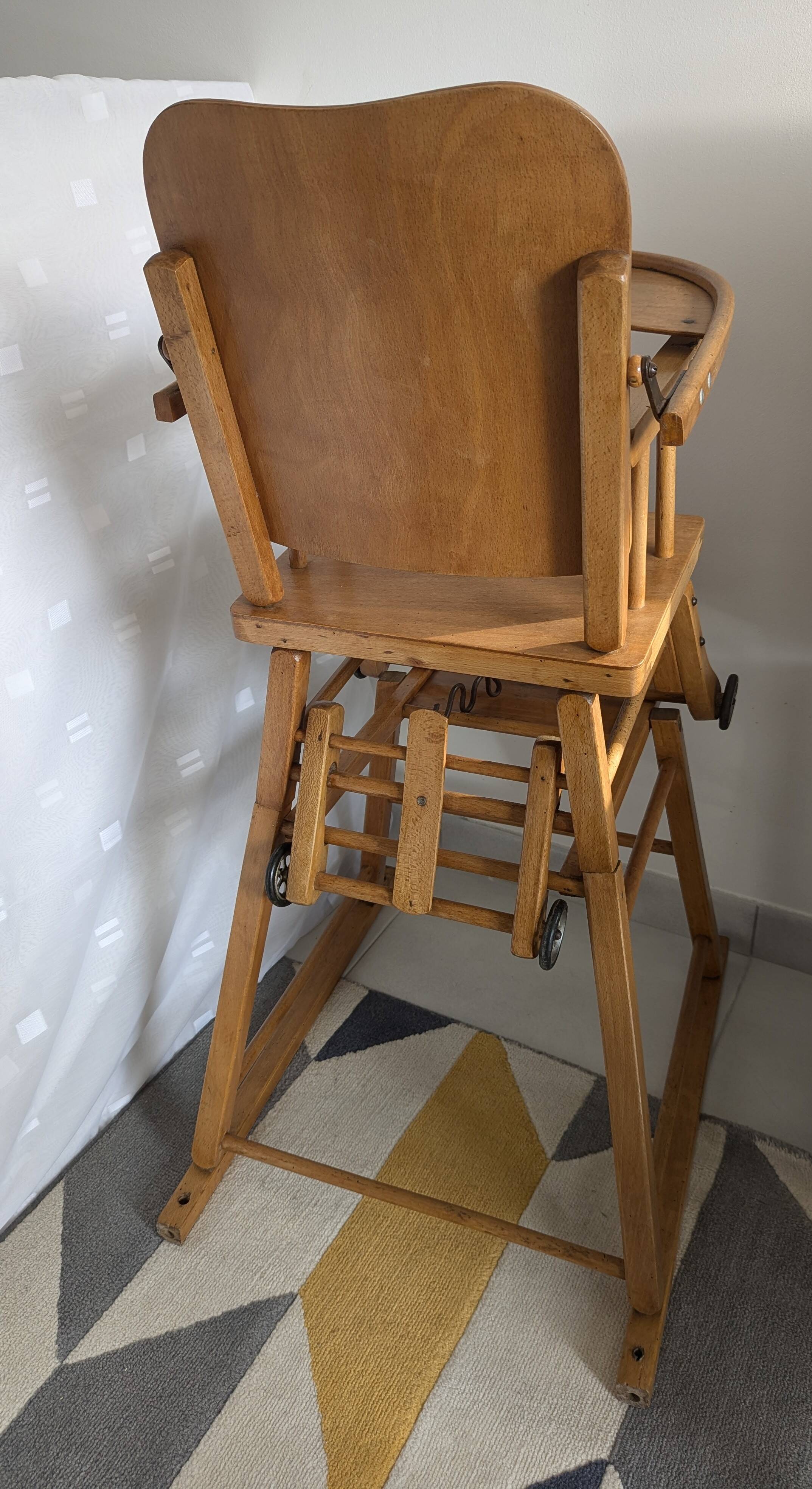 Chaise haute ancienne bébé vintage années 40