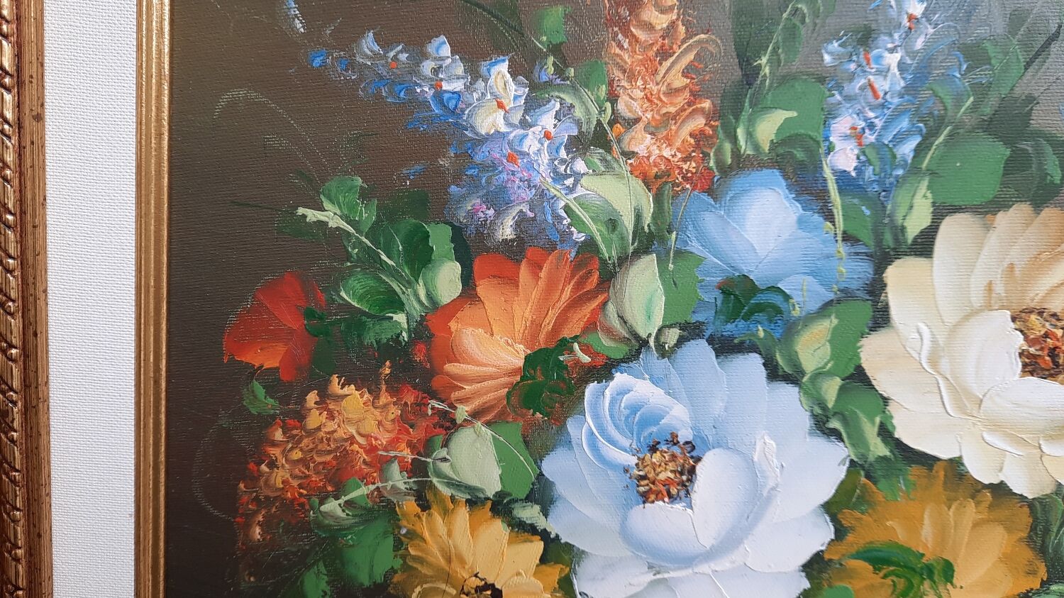 Table painting bouquet of flowers