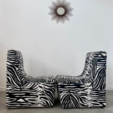 Lot 2 armchairs heating vintage zebra / design 70s