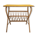 Desserte table d'appoint vintage 1960 en rotin