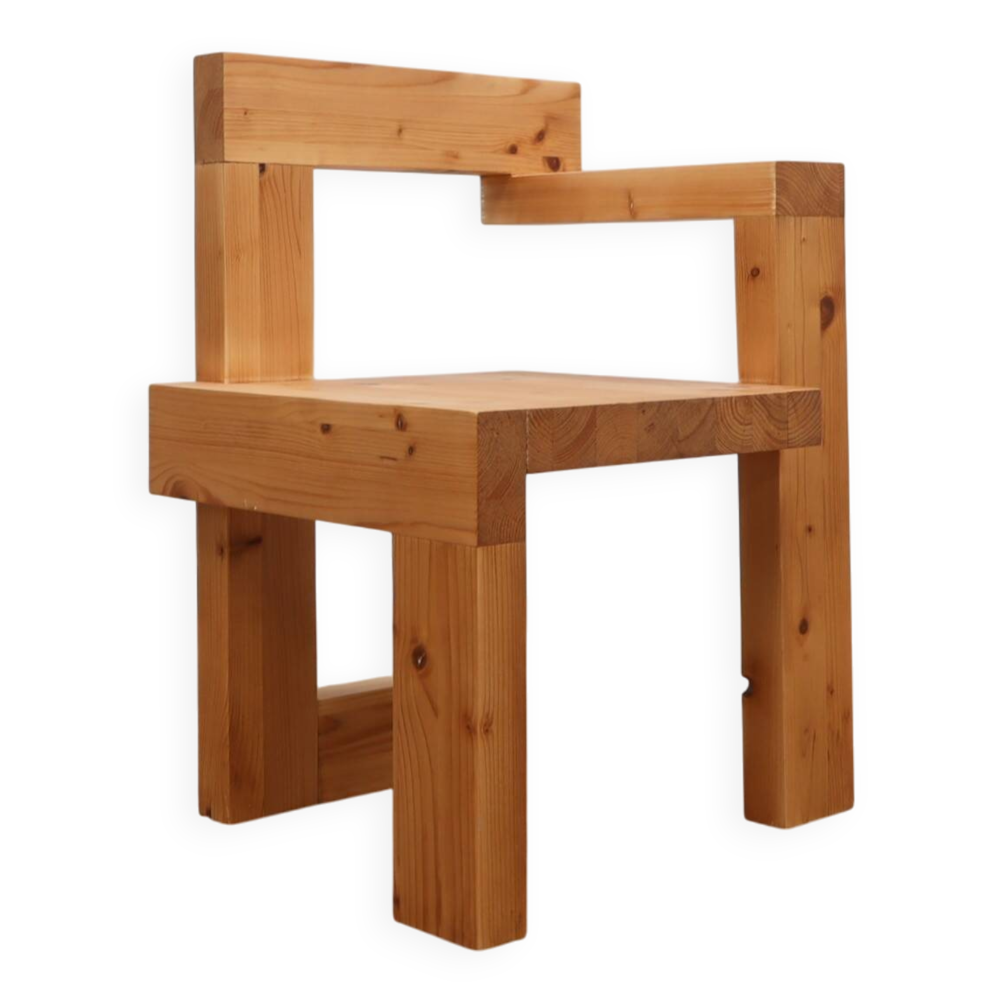 1980s Steltman Chair larch wood by Gerrit Rietveld