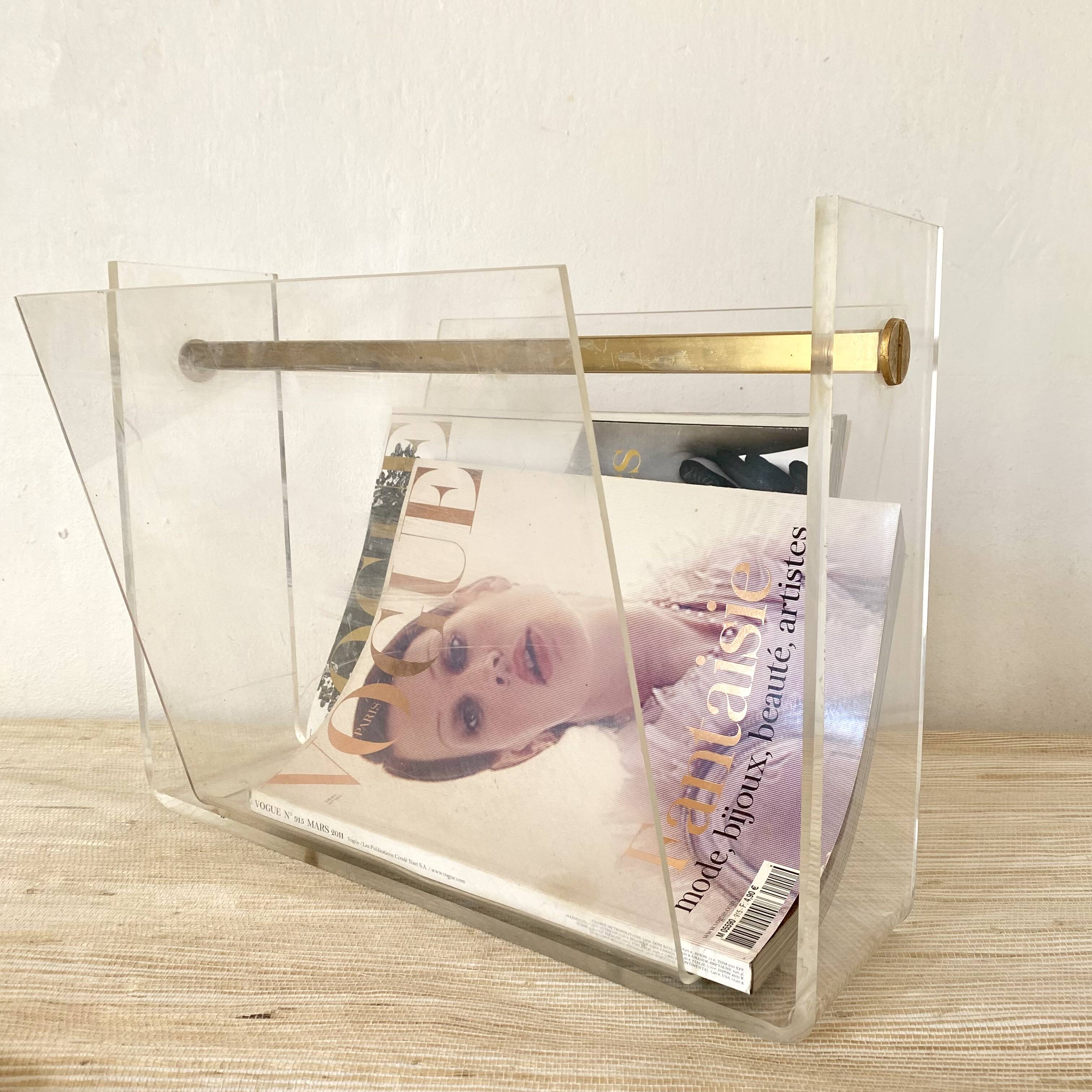 Vintage David Lange magazine rack for Roche Bobois, 1970s
