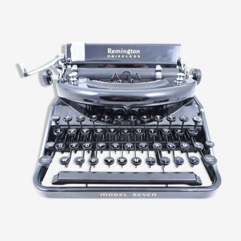 Machine à écrire Remington Noiseless 7 portable noire brillante Superbe 1937 USA