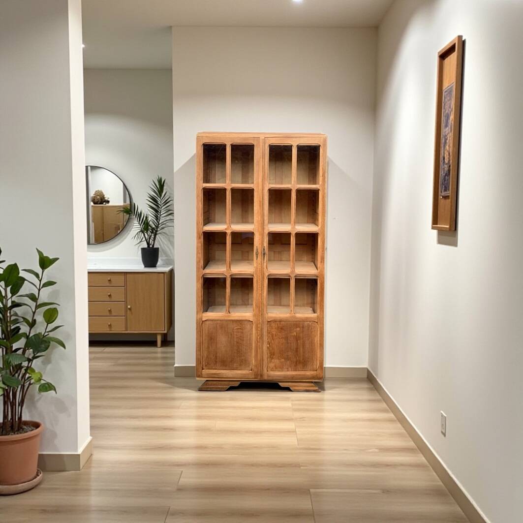 Art Deco Parisian glass-fronted wardrobe, demountable