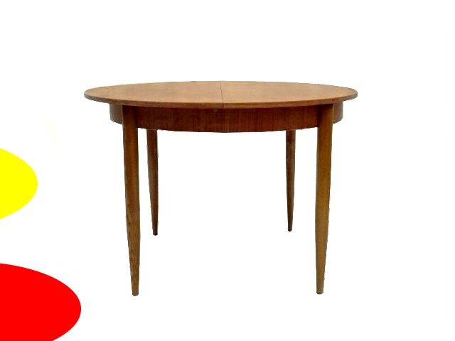 Vintage Scandinavian teak dining round table 60s