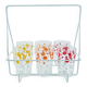 6 polka dot juice glasses in carrier