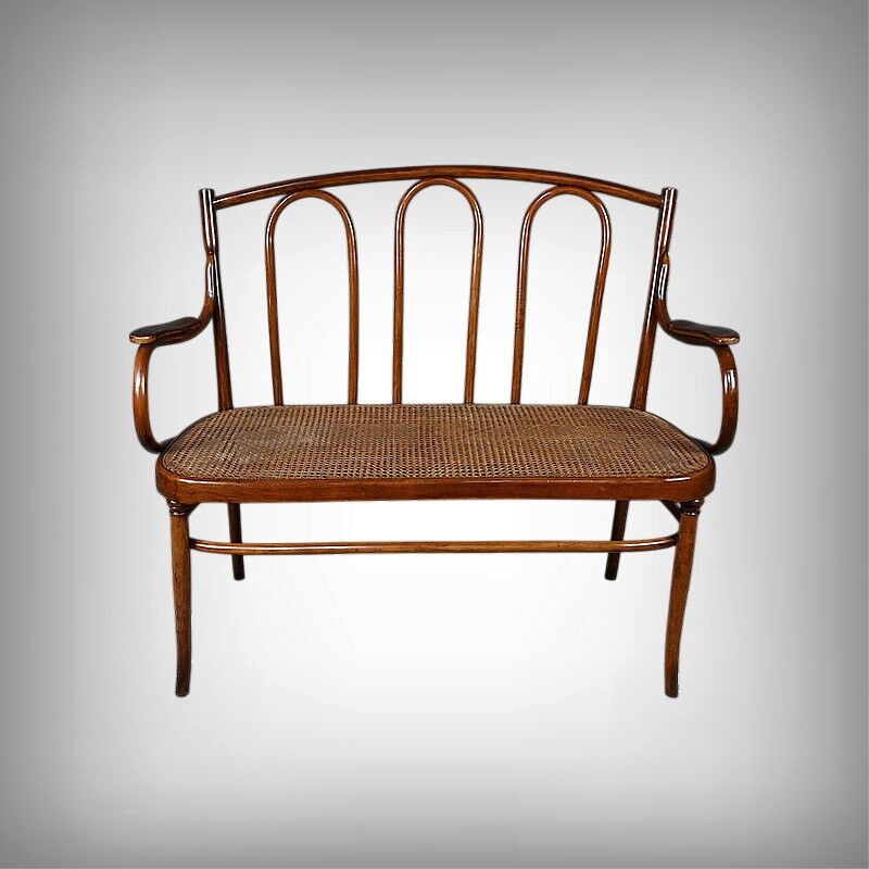 Curved beech bench, stamped J&J Kohn – Early 20th century