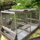 Cage double à oiseaux ancienne en bois et zinc