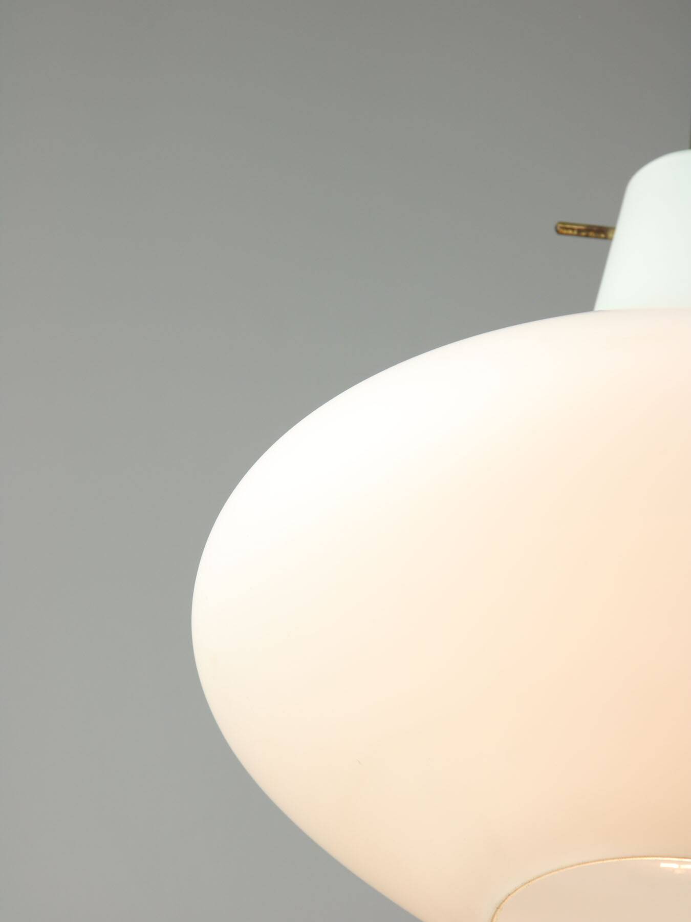 Mid-Century Italian Brass and Opaline Glass Pendant Lamp