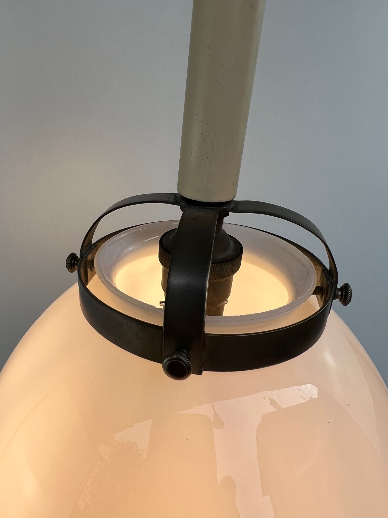 Chandelier 1920 opaline and frosted glass brand bag paris