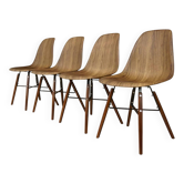 4 chairs in abs, wood and metal