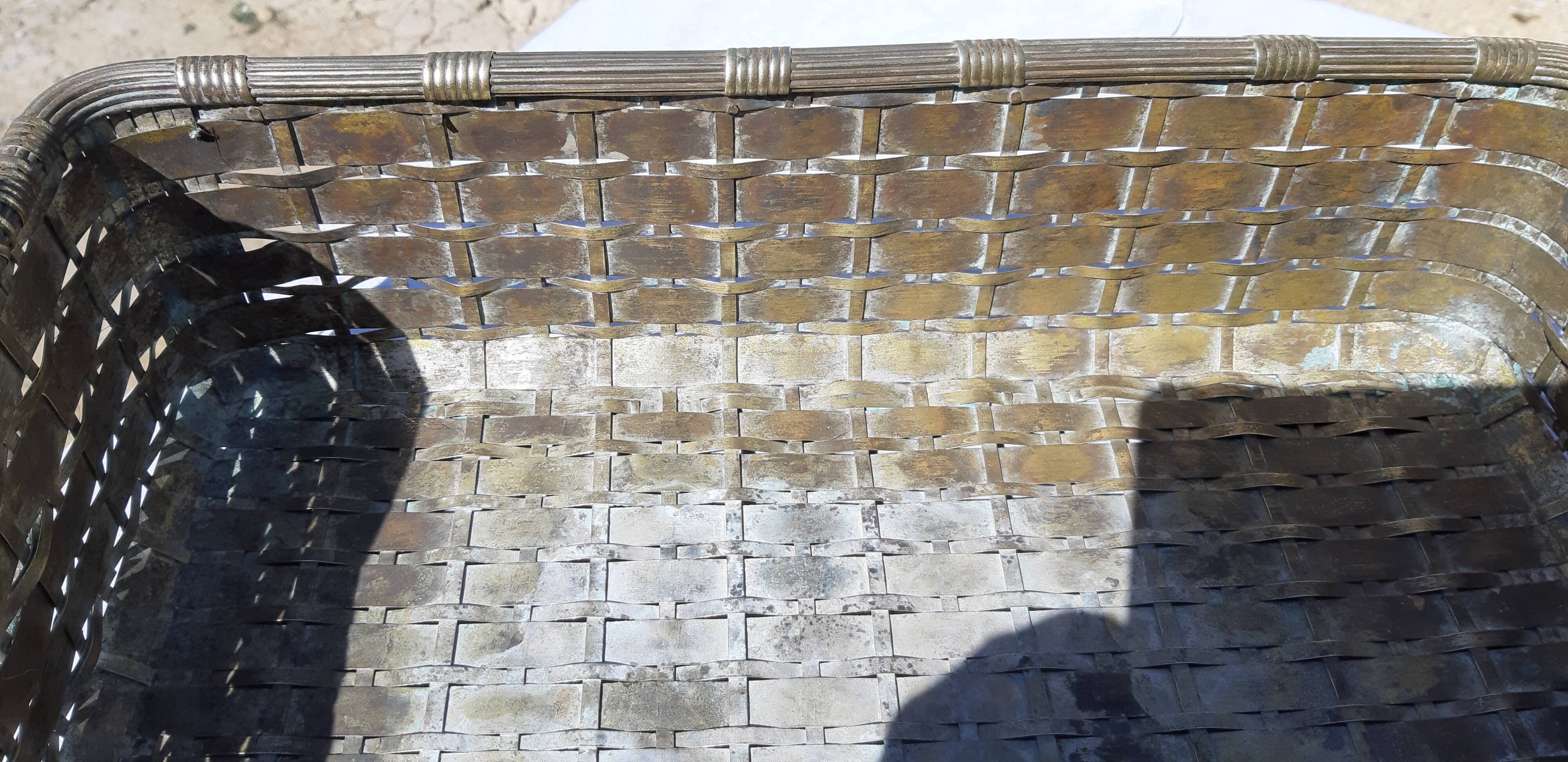 Basket braided in silver metal 19th