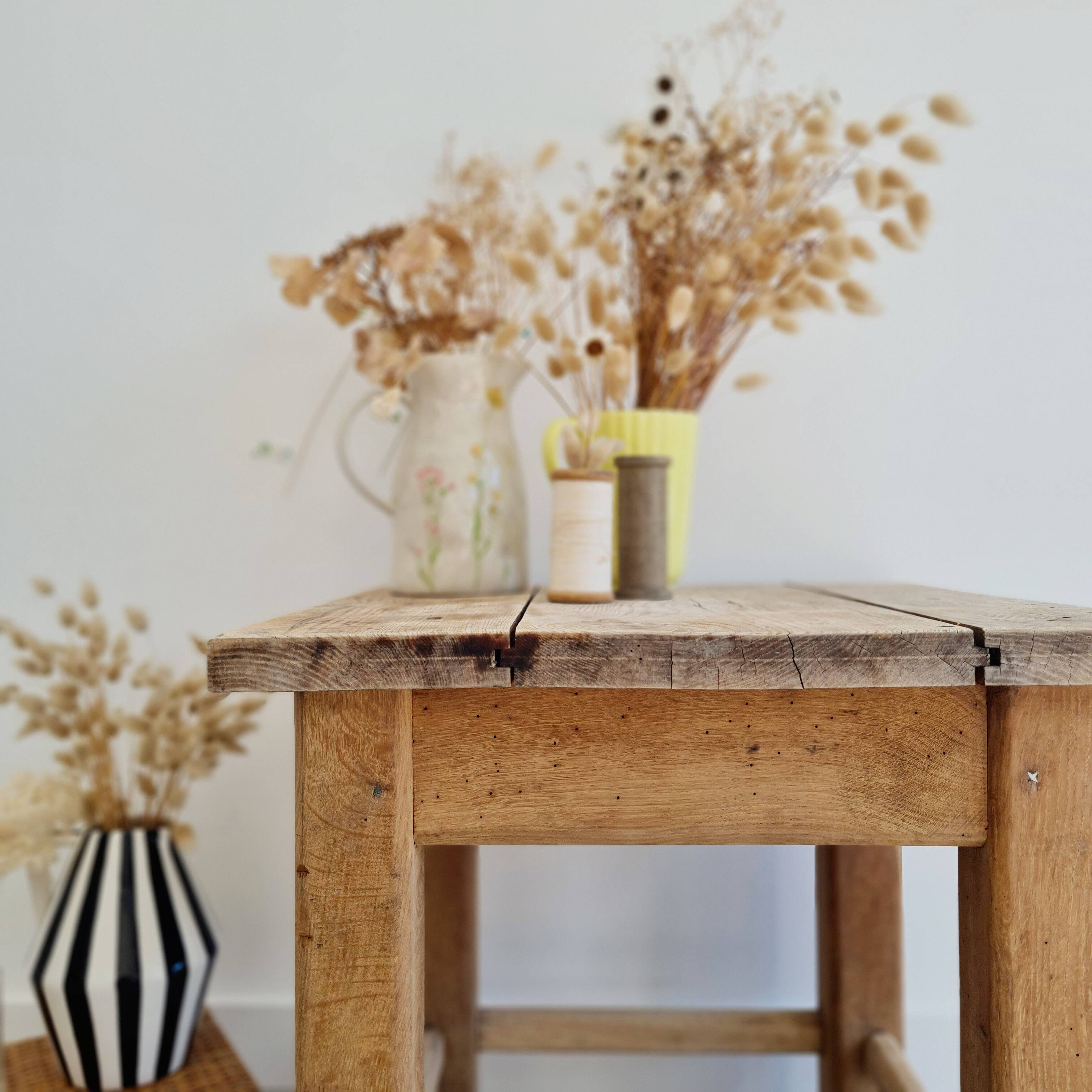 Brutalist table - oak side table