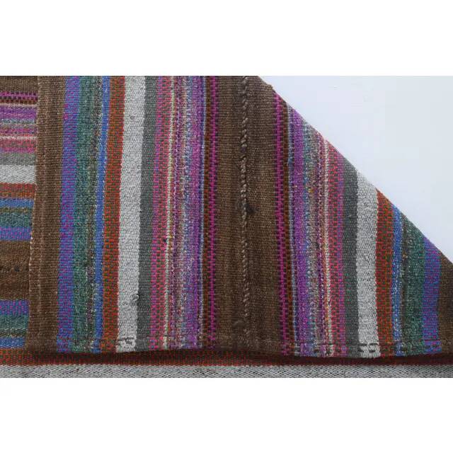 Vintage Turkish Hand-Knotted Wool Cotton Purple Kilim Area Rug 140x160