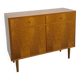 Meuble en placage avec tiroirs et pieds ronds en bois