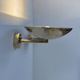 Pair of adjustable vintage wall lights, patinated brass, France, 1970.