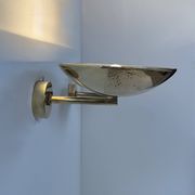 Pair of adjustable vintage wall lights, patinated brass, France, 1970.
