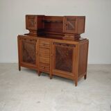 Buffet haut art and craft Art déco français en bois blond 1950 1960