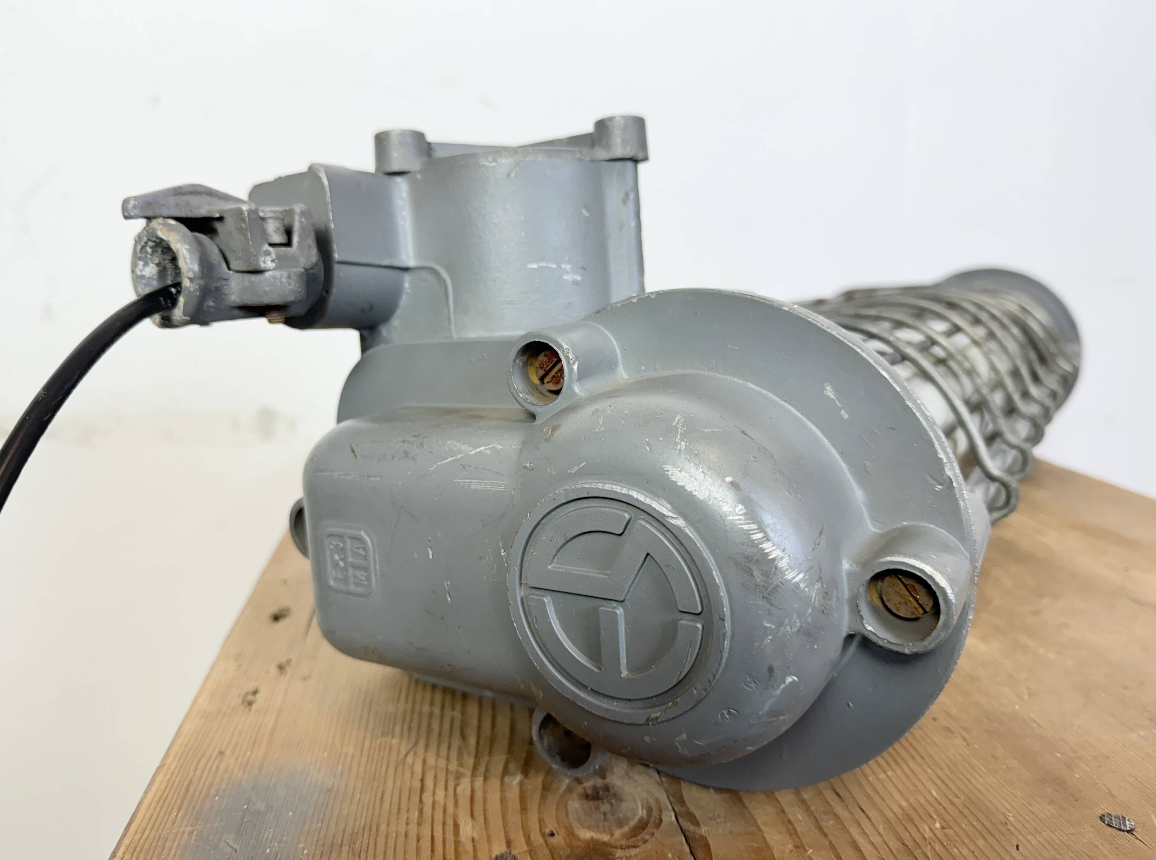 Grey Industrial Hanging Tube Light from Elektrosvit, 1970s