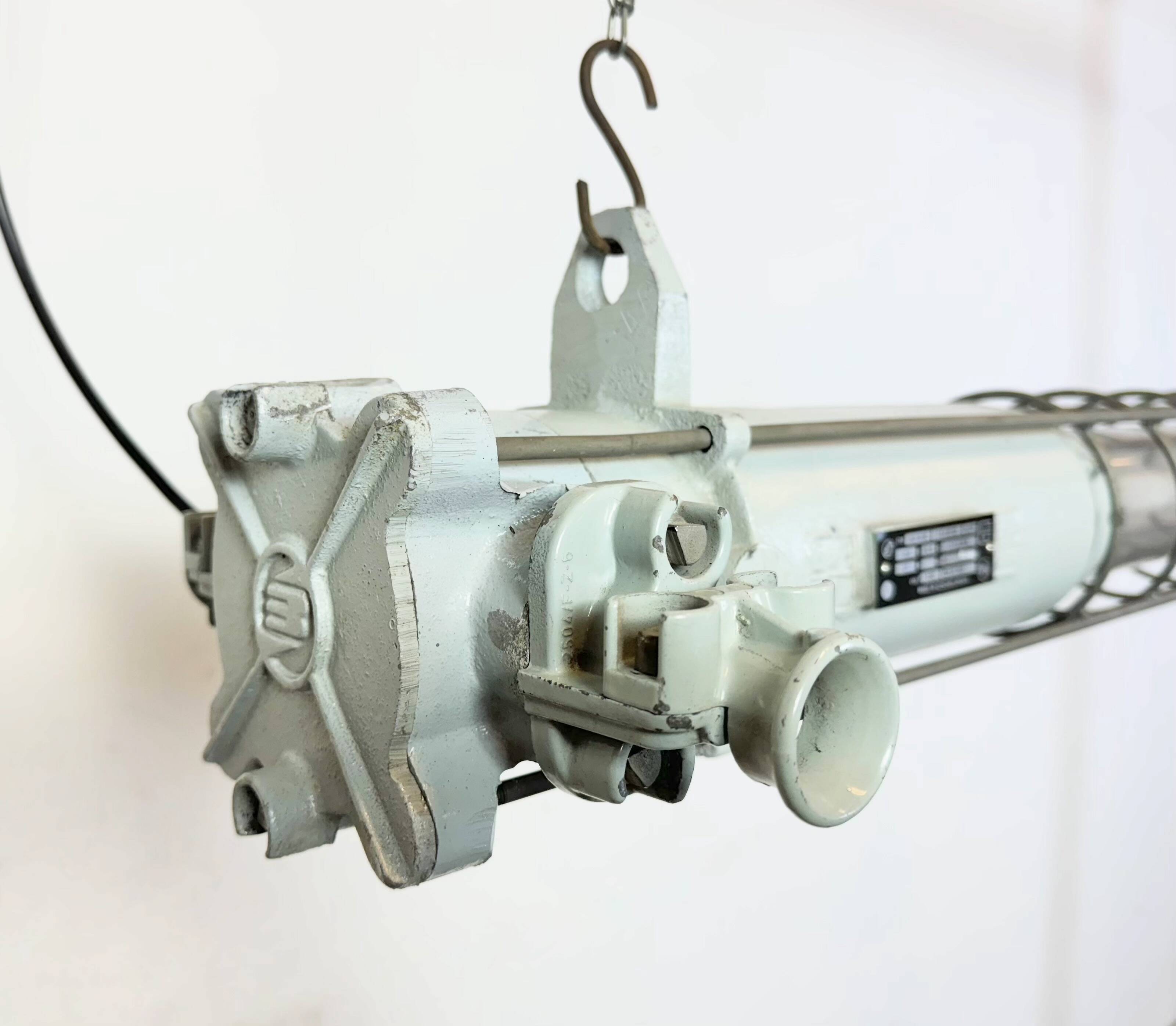 Grey Industrial Hanging Tube Light from Elektrosvit, 1980s