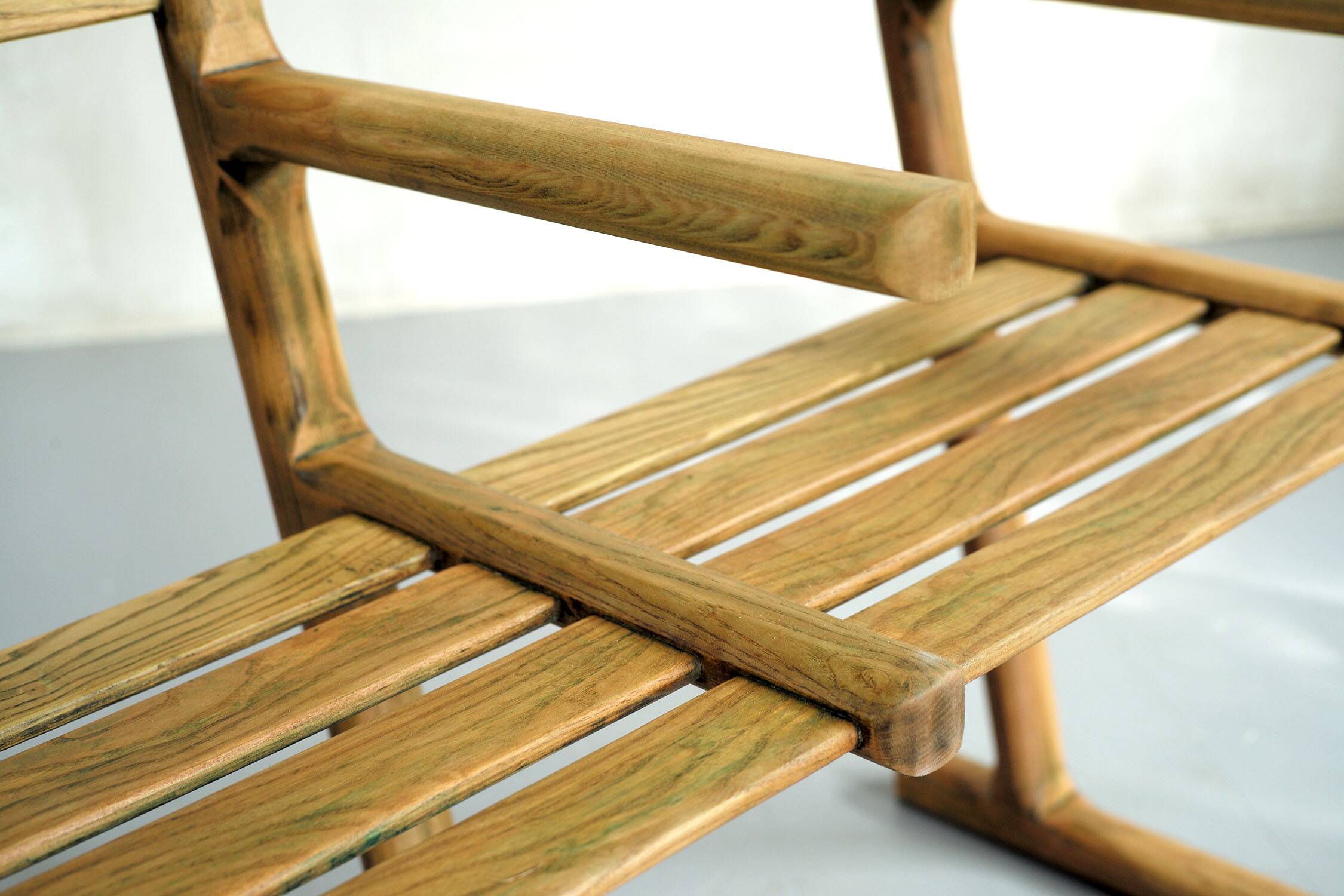 Set of 4 chairs and a bench, France 1960