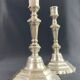 Pair of 18th century Regency candlesticks in silvered bronze