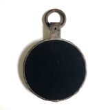Round cast iron ironworker's mirror with ring, 1950s