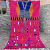 Authentique tapis berbère marocain Azilal neuf coloré 256x150cm