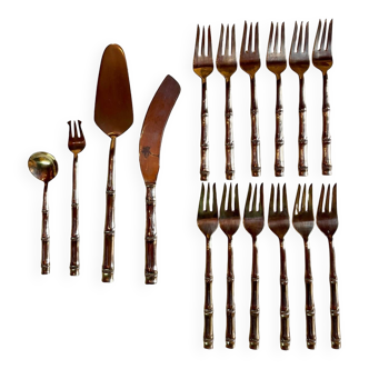 16 Bamboo nickel bronze dessert cutlery
