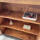 Enfilade de métier en chêne avec portes vitrées