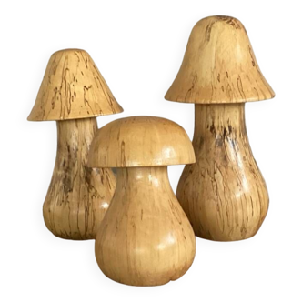 3 champignons de décoration 1970 pièces d'art populaire