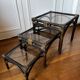 Bamboo and smoked glass nesting coffee tables
