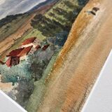 Watercolor painting "Entremont Valley - Contrexéville" early 20th century