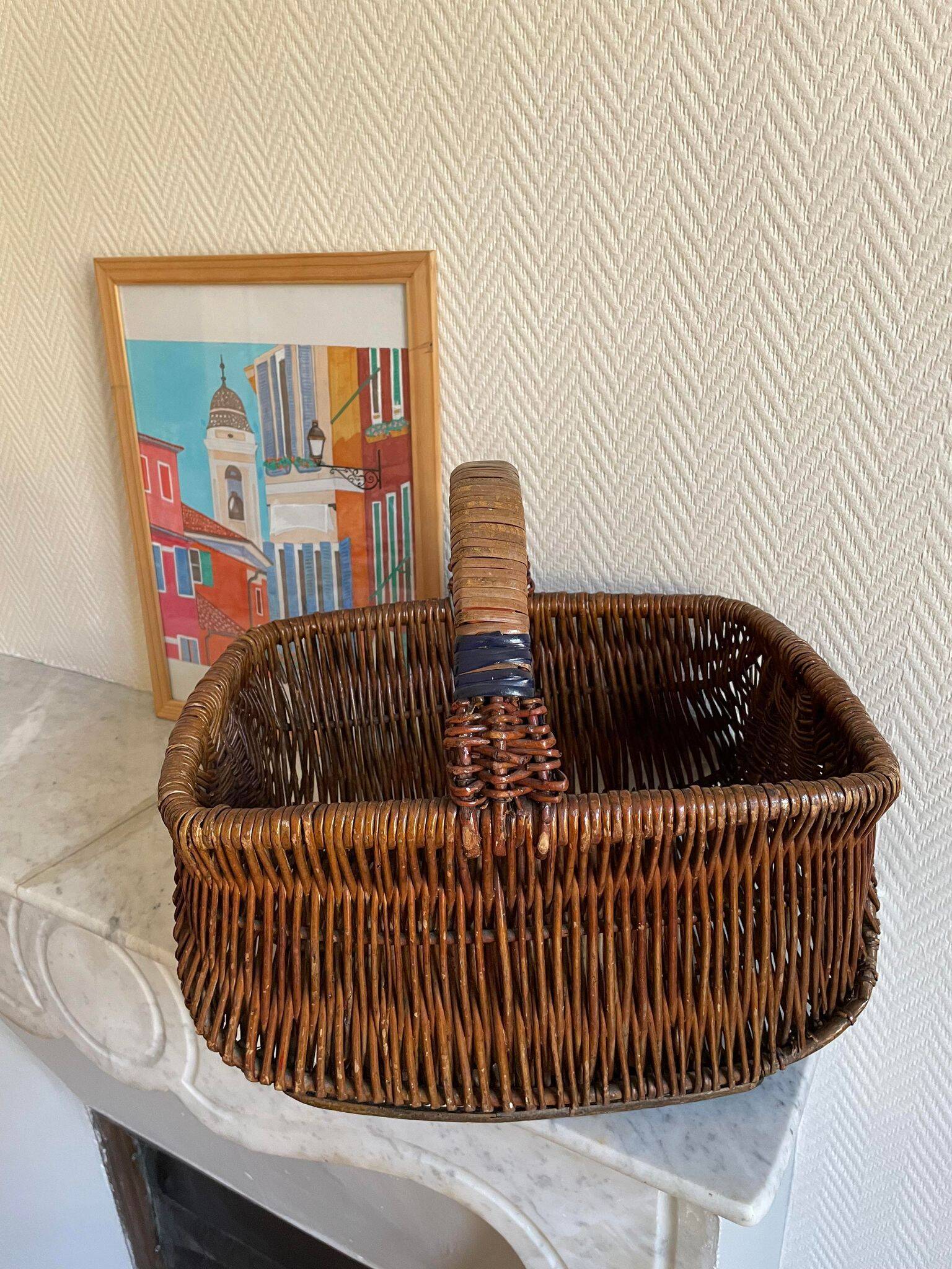 Brown wooden wicker basket
