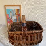 Brown wooden wicker basket