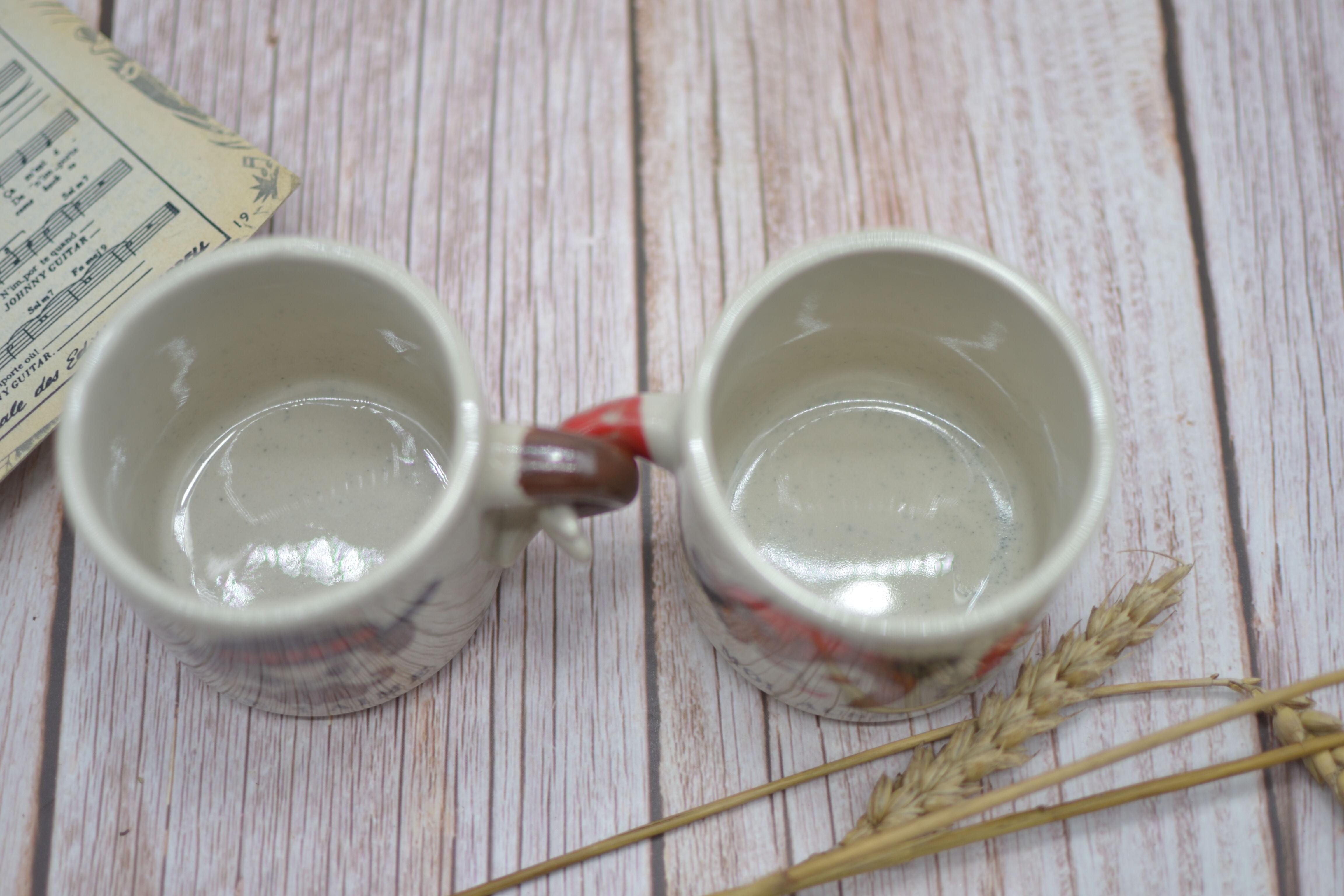 Duo of vintage cups I love you Me too