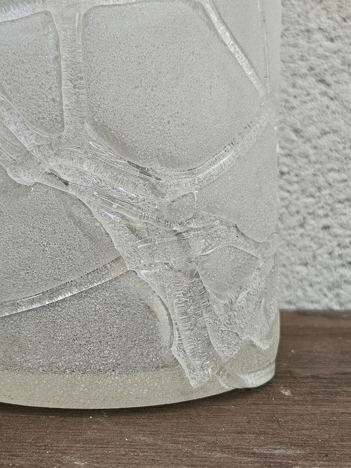 Vintage ice effect blown glass vase