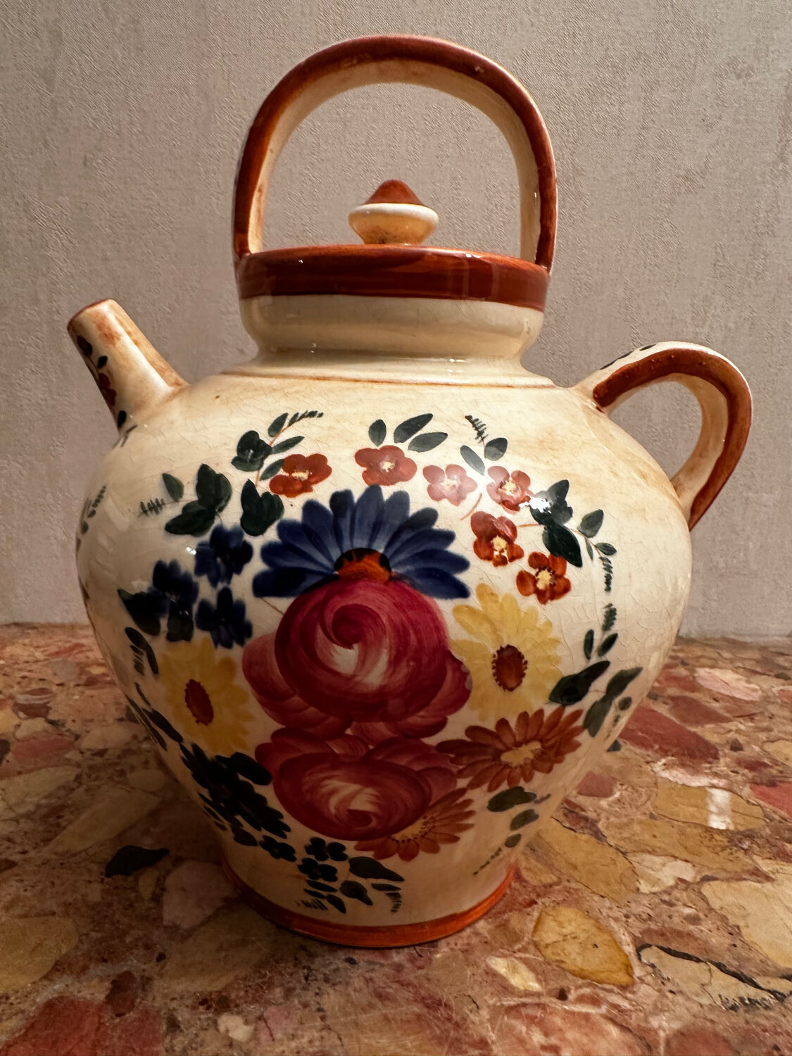 Gargoulette / Jug signed Longchamp - Hand-painted ceramic - Vintage