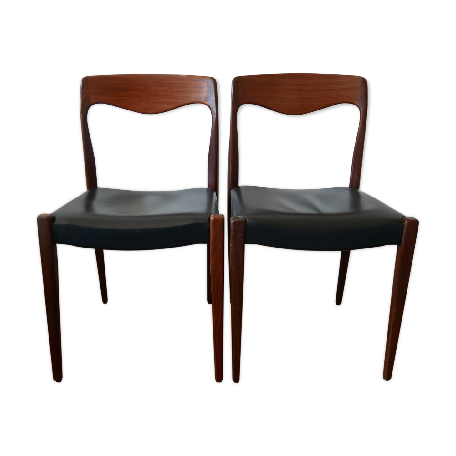 Pair of Scandinavian teak chairs by Niels O. Moller circa 1950