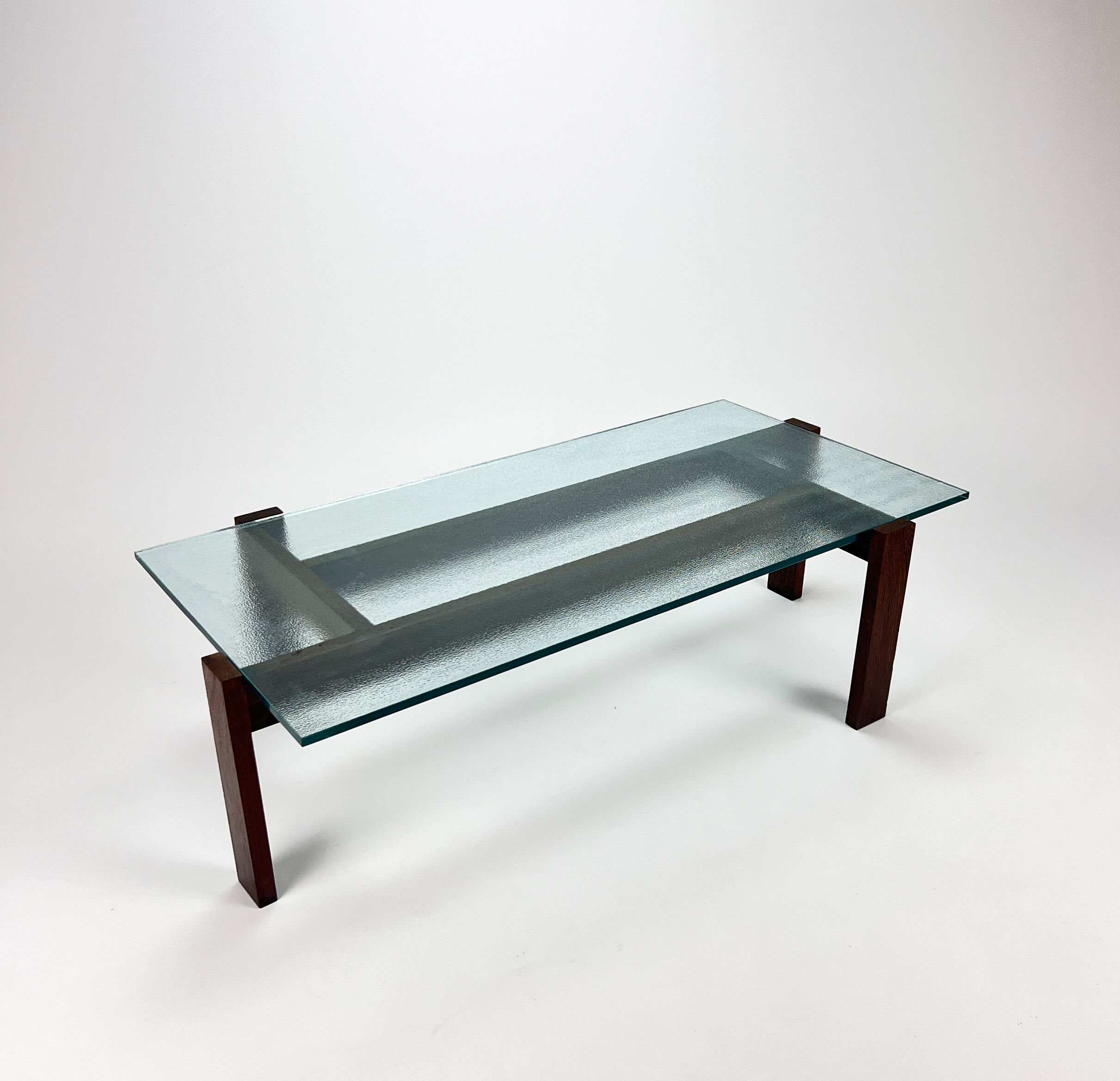 Wengé and glass coffee table, 1960s