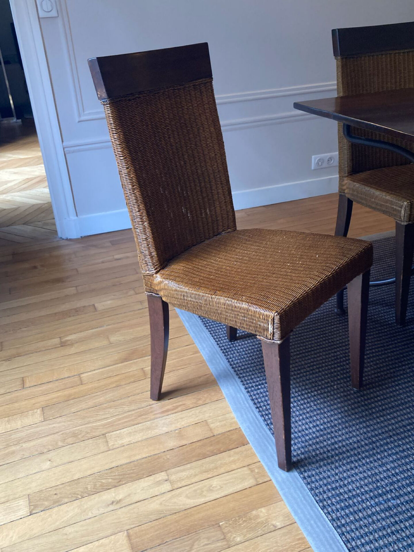 Beautiful teak dining table with 8 chairs.