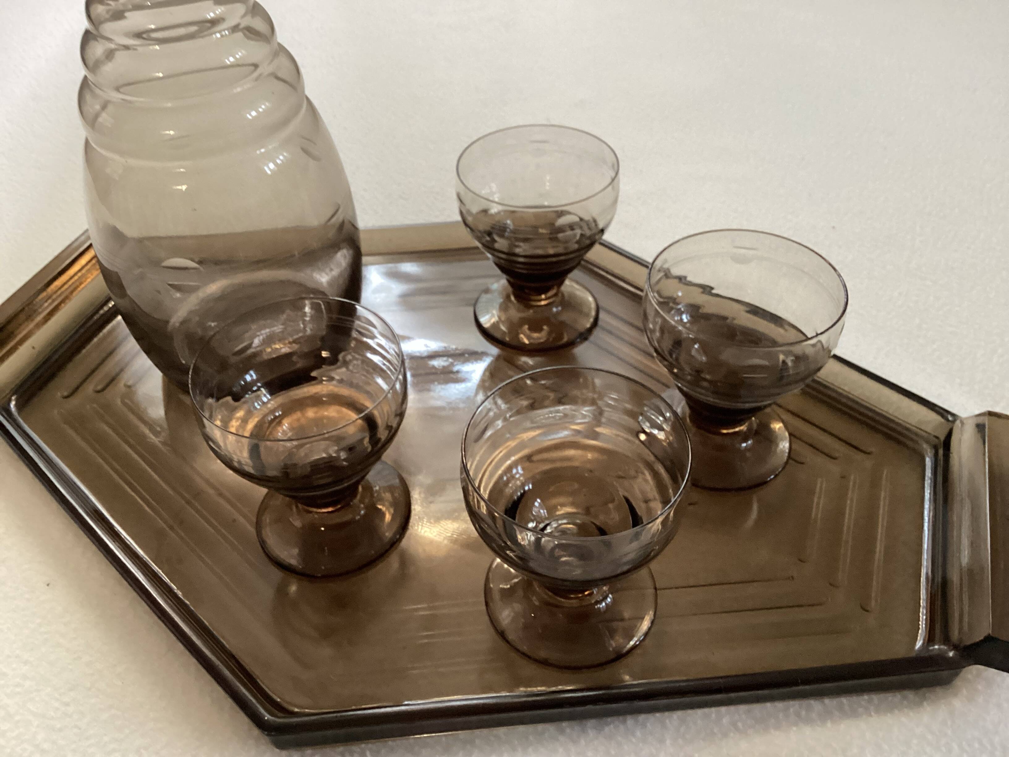 Art Deco glass and carafe set