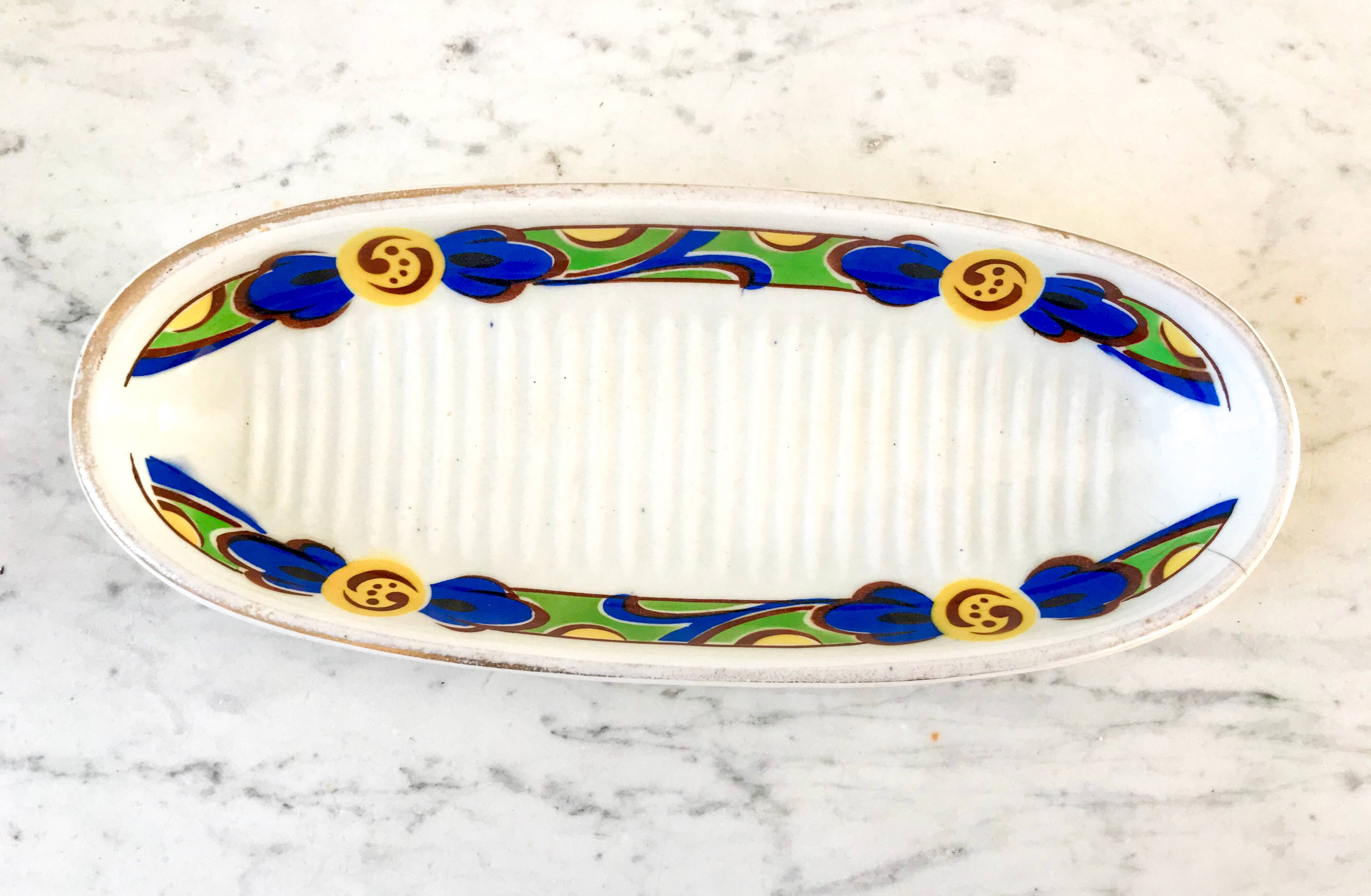 St Amand flowery art deco soap dish 30s-40s