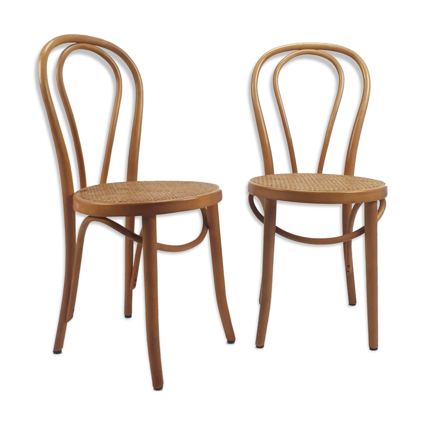 Set of 2 Mid Century Zpm Radomsko Bentwood and Cane dining chairs, 1960s