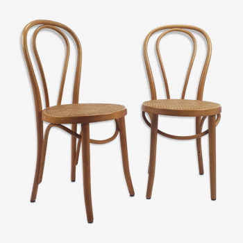 Ensemble de 2 chaises à manger Zpm Radomsko Bentwood et Cane du milieu du siècle, années 1960