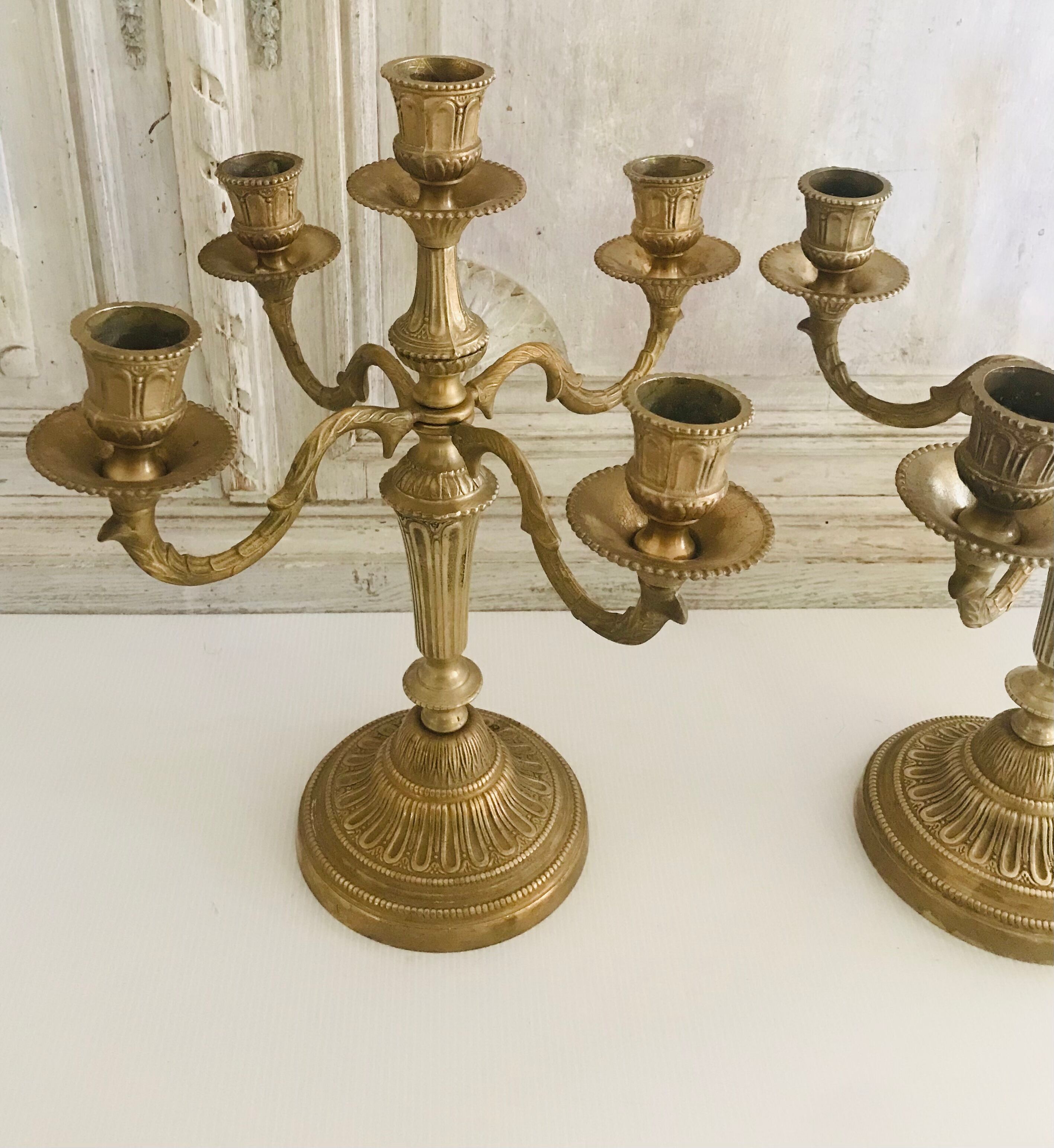 Pair of gilded bronze chandeliers