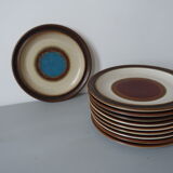 Series of 12 large plates of vintage sandstone DENBY made in Engand