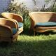 Raush bamboo rattan bench armchairs from the 70s and 80s