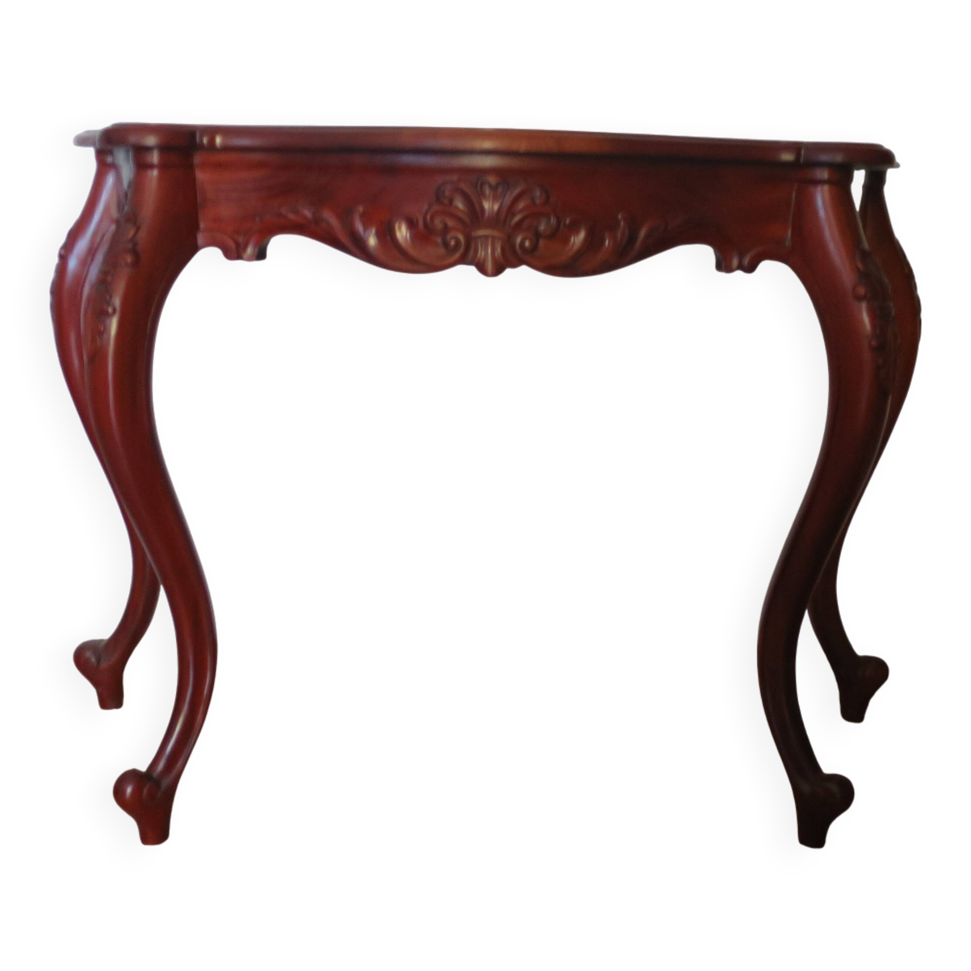 Console with curved legs - mahogany - Louis XV style - carved wood
